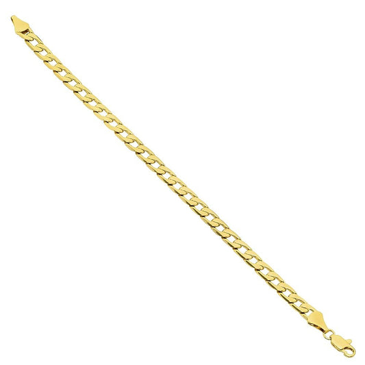 Oro Laminado Basic Bracelet, Gold Filled Style Curb Design, Polished, Golden Finish