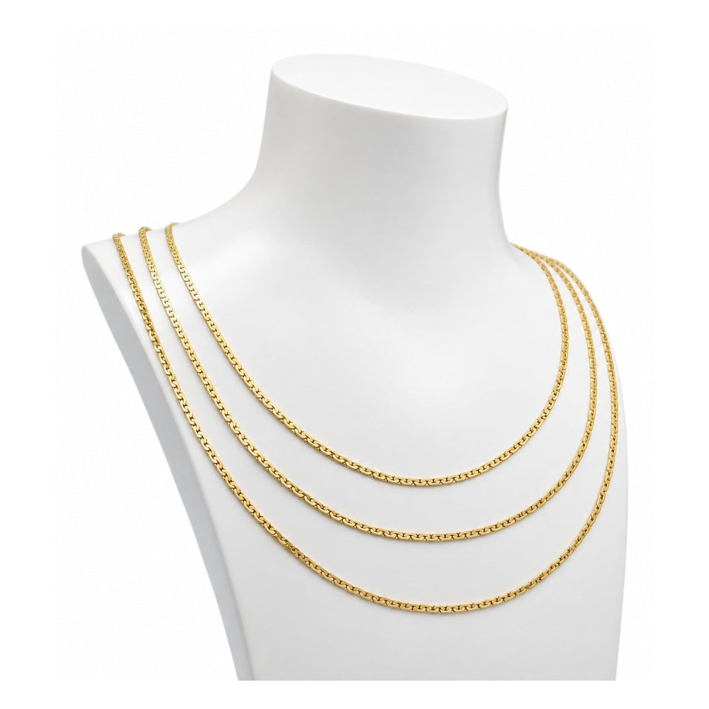 Oro Laminado Basic Necklace, Gold Filled Style Long Box Design, Polished, Golden Finish
