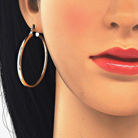 Oro Laminado Medium Hoop, Gold Filled Style Hollow Design, Polished, Golden Finish