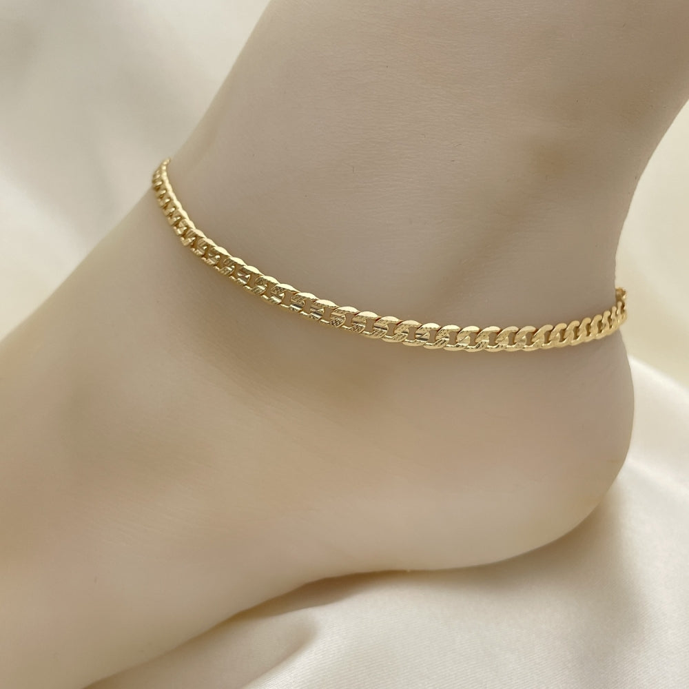 Gold Anklet - Curb Cuban Link Chain Handmade with the Highest Gold Filled Style Craftsmanship - Gold Filled Anklets 04.213.0237.10