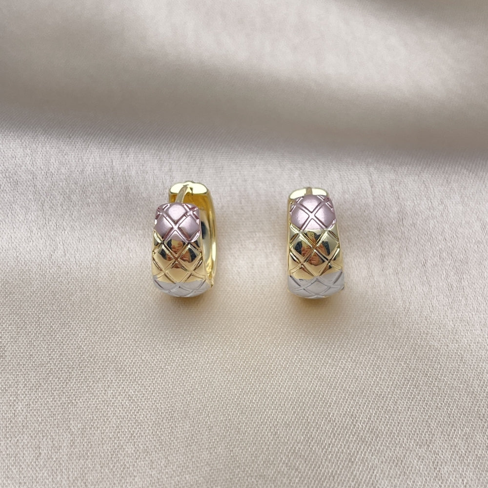 Tritone Hoop Earrings Handmade in Tritone Gold Filled Style Jewelry - Very Light Weight Jewelry Piece - Gold Filled Hoops 02.102.0078.15