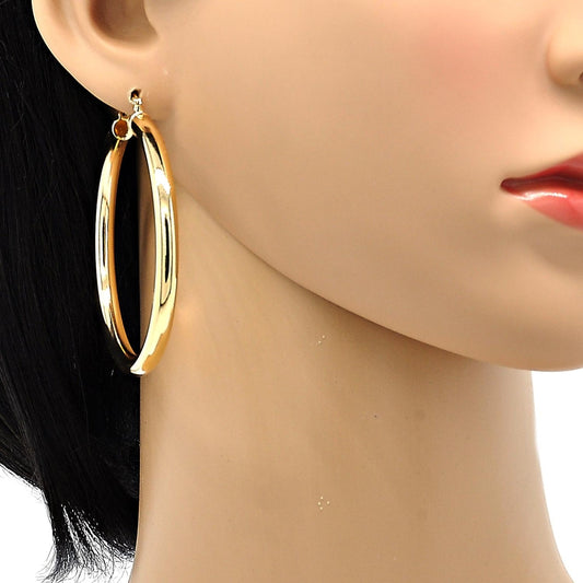 Oro Laminado Large Hoop, Gold Filled Style Hollow Design, Polished, Golden Finish