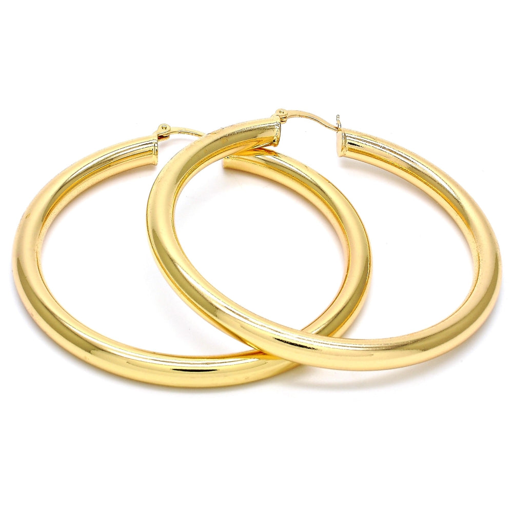 Oro Laminado Large Hoop, Gold Filled Style Hollow Design, Polished, Golden Finish