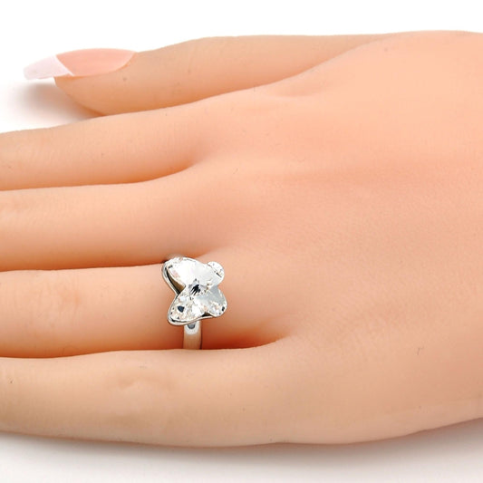 Rhodium Gold Filled Multi Stone Ring, Butterfly Design, with Crystal Swarovski Crystals, Polished, Rhodium Finish