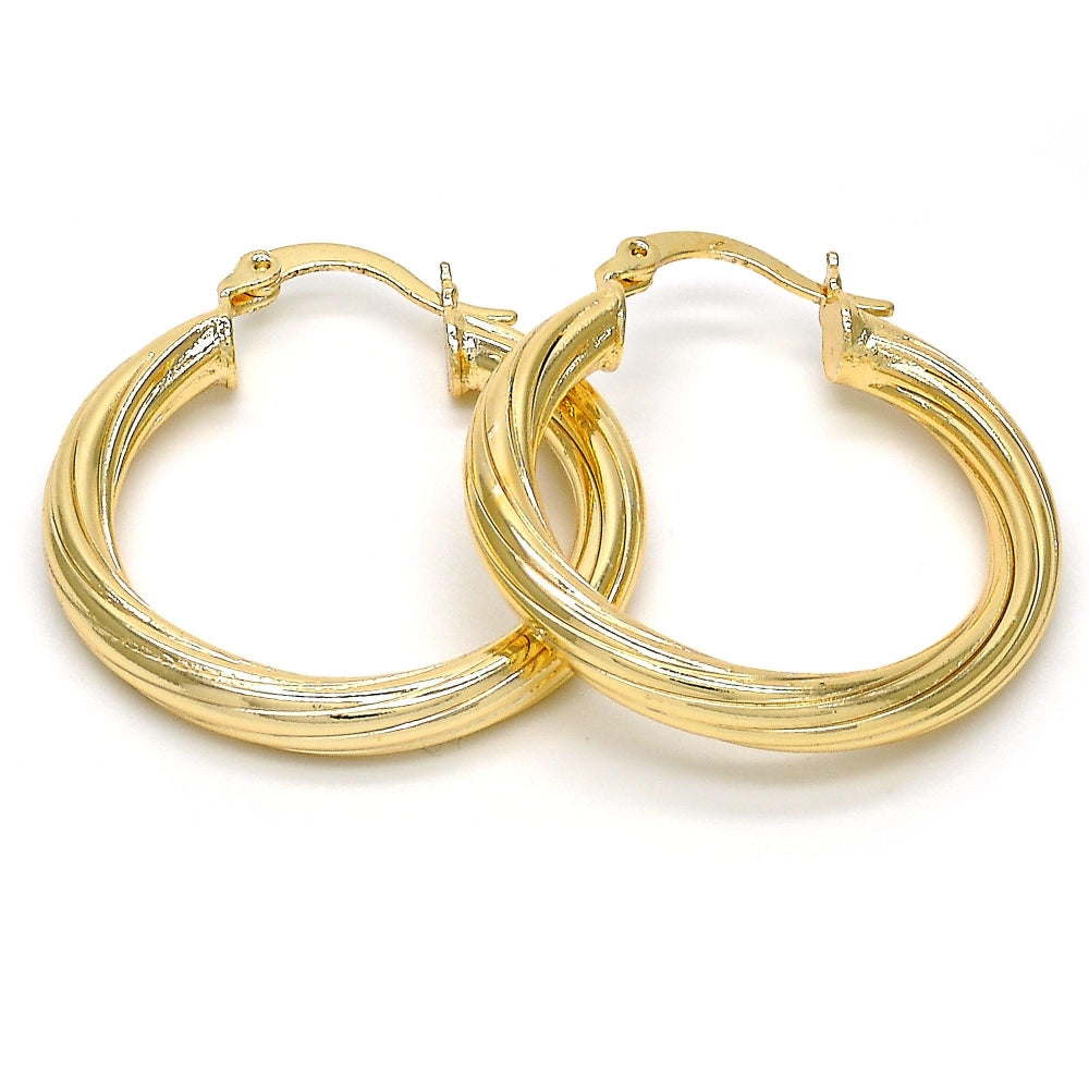 Oro Laminado Medium Hoop, Gold Filled Style Hollow Design, Polished, Golden Finish