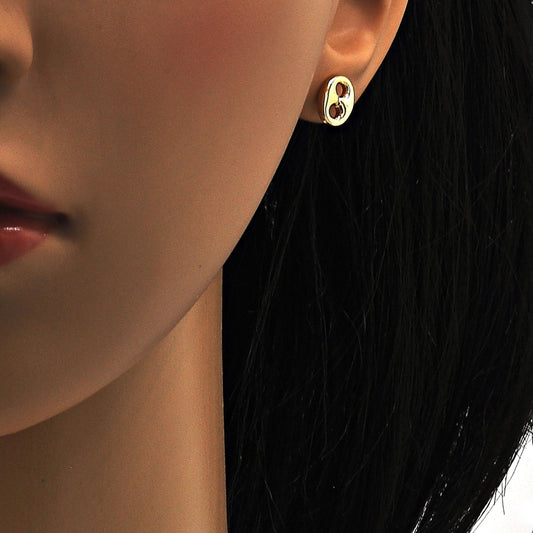 Oro Laminado Stud Earring, Gold Filled Style Puff Mariner Design, Polished, Golden Finish