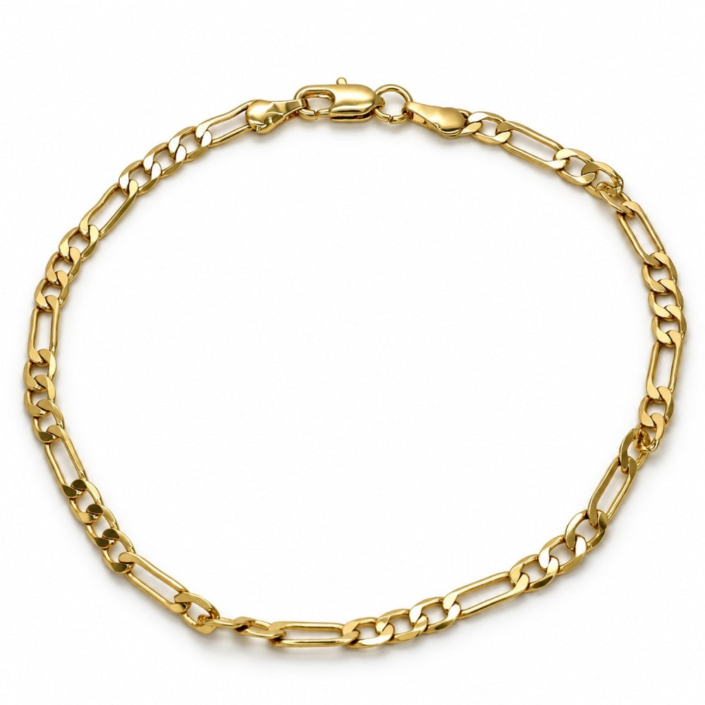 Gold Plated Basic Bracelet, Figaro Design, Polished, Golden Finish