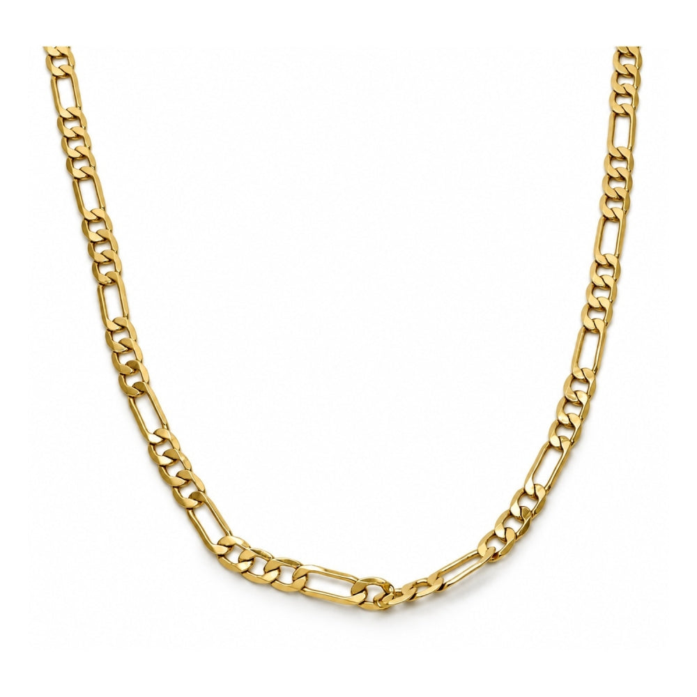 Gold Tone Basic Necklace, Figaro Design, Polished, Golden Finish
