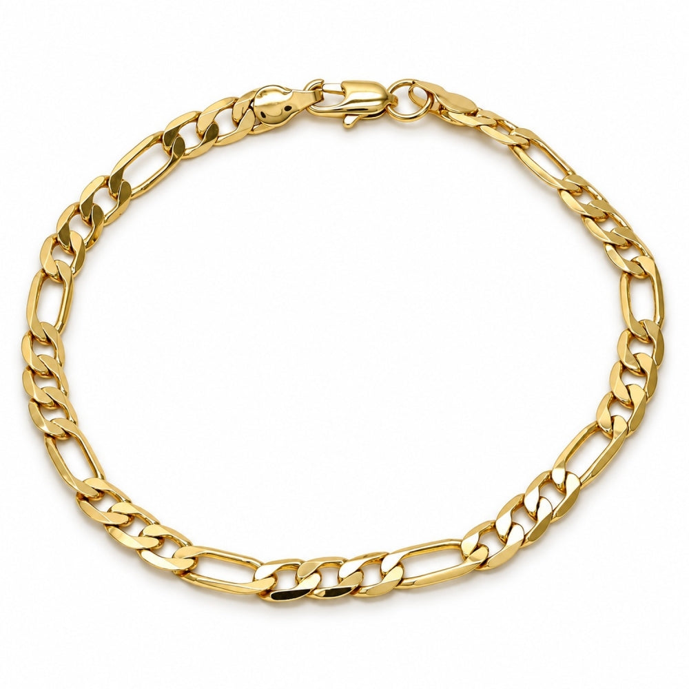 Gold Plated Basic Bracelet, Figaro Design, Polished, Golden Finish