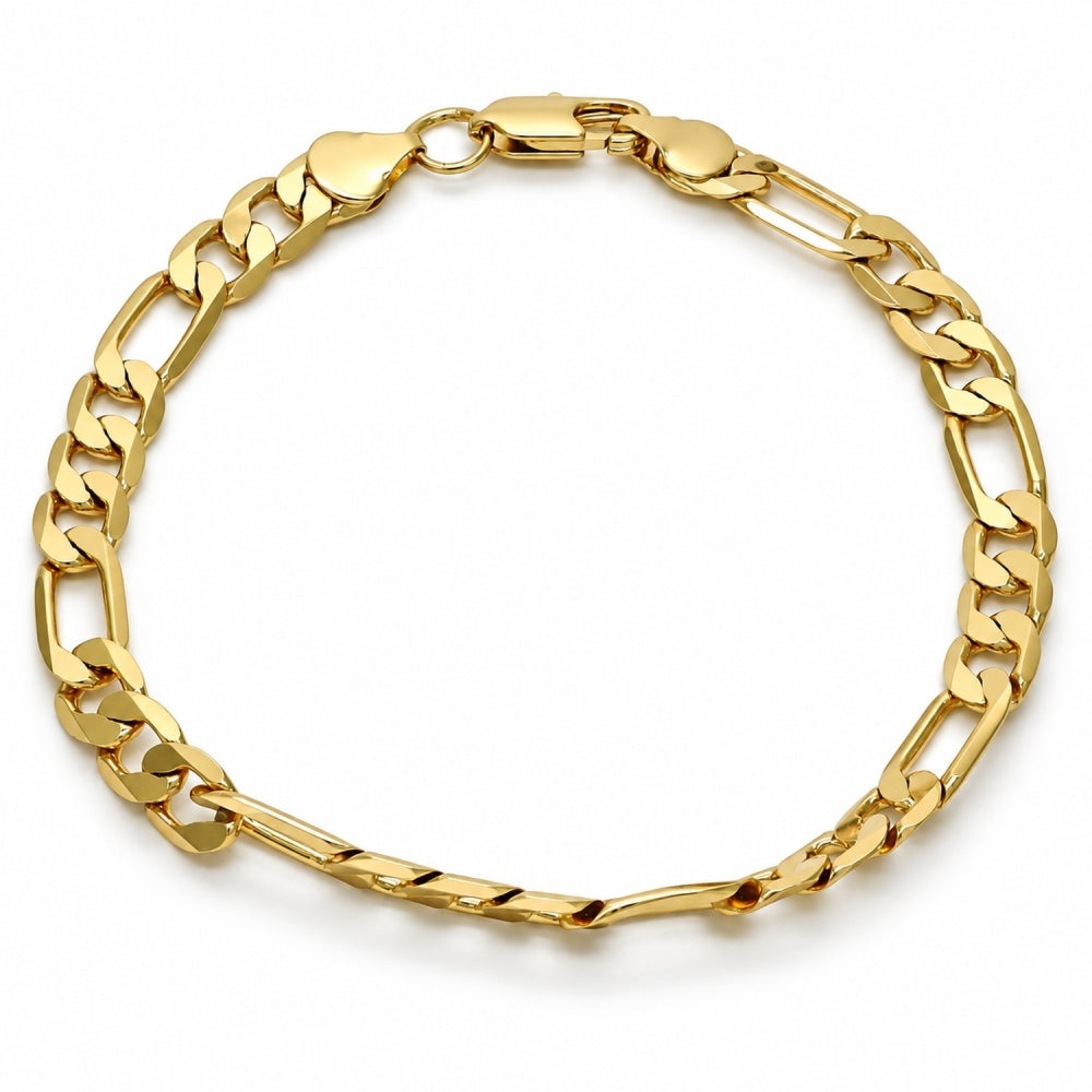 Gold Plated Basic Bracelet, Figaro Design, Polished, Golden Finish