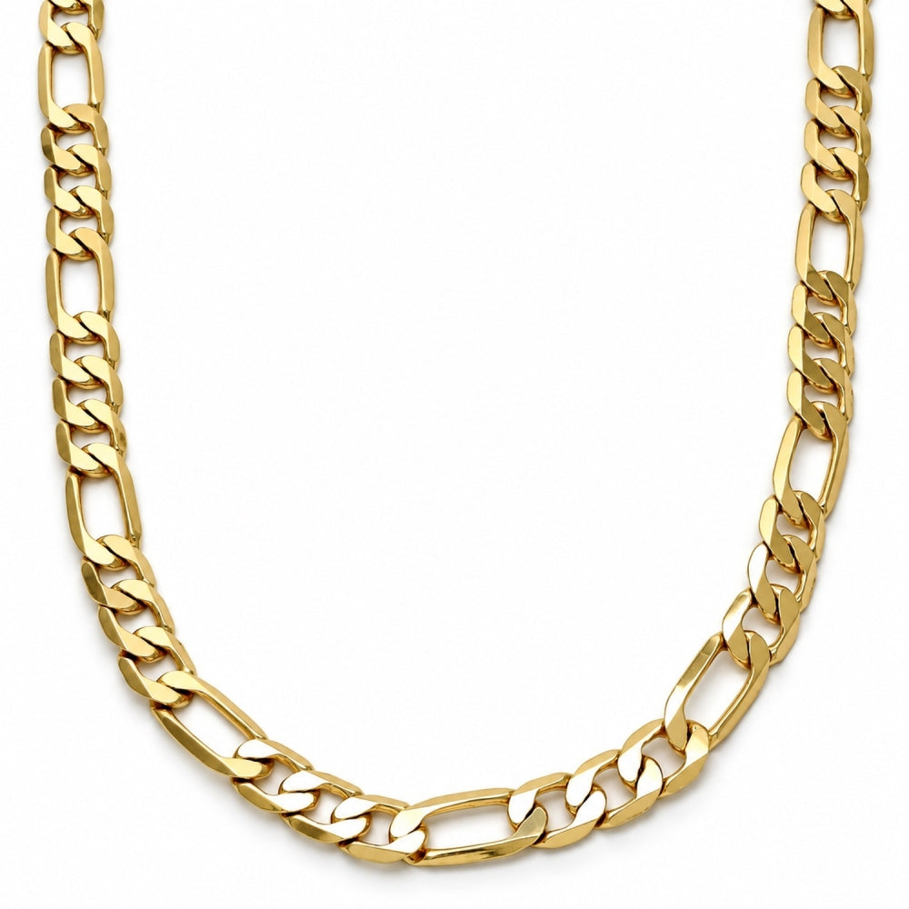 Gold Tone Basic Necklace, Figaro Design, Polished, Golden Finish