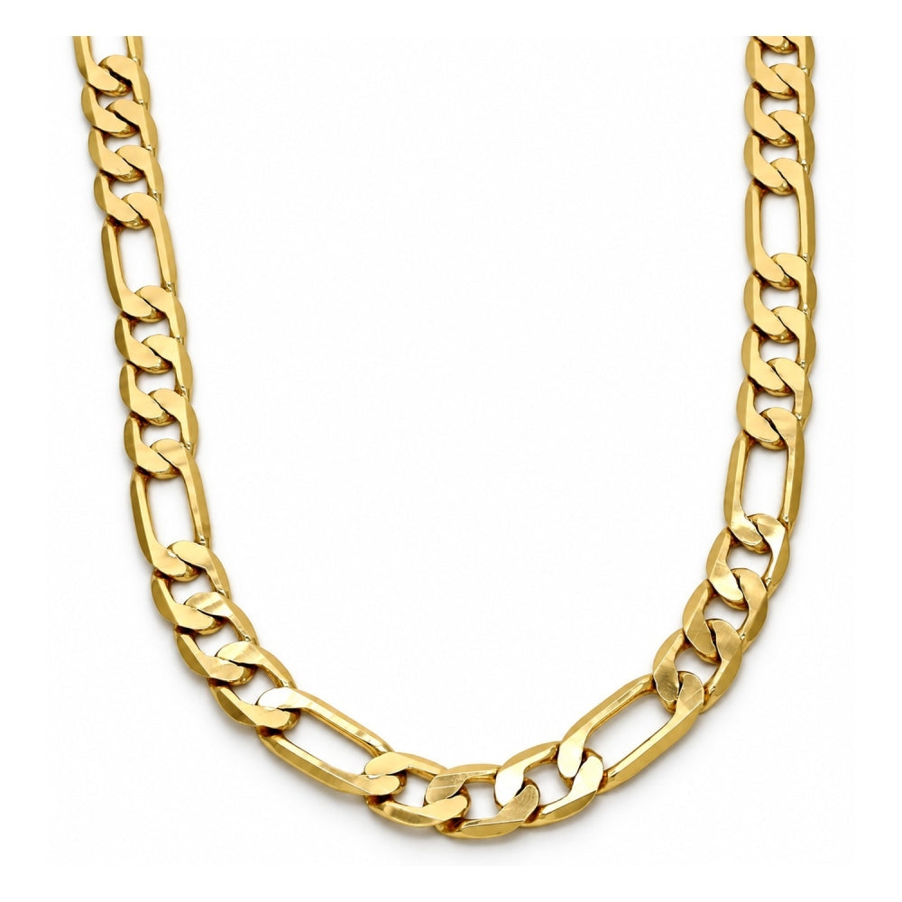 Gold Tone Basic Necklace, Figaro Design, Polished, Golden Finish