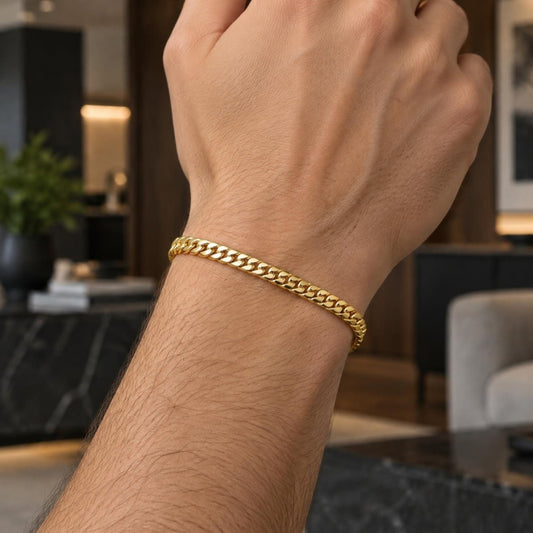 Gold Plated Basic Bracelet, Polished, Golden Finish