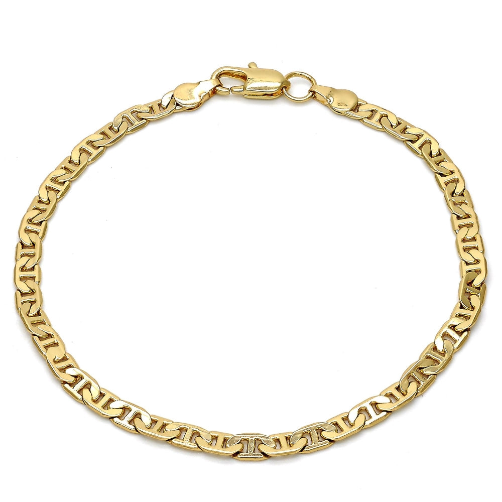 Gold Tone Basic Bracelet, Mariner Design, Polished, Golden Finish