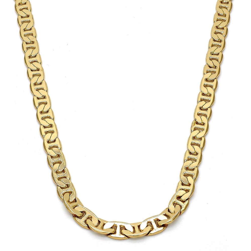 Gold Tone Basic Necklace, Mariner Design, Polished, Golden Finish