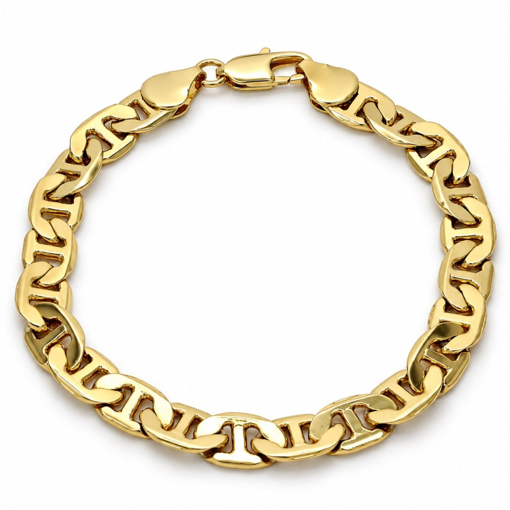 Gold Plated Basic Bracelet, Mariner Design, Polished, Golden Finish