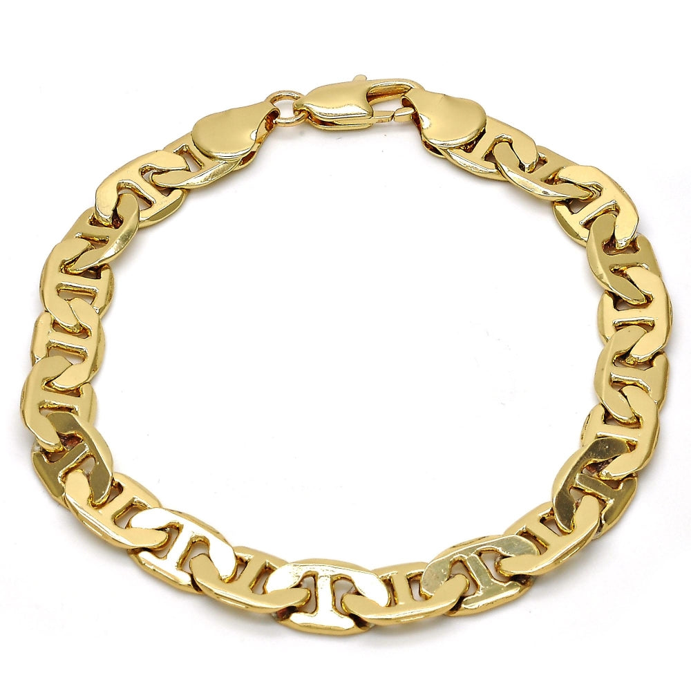 Gold Tone Basic Bracelet, Mariner Design, Polished, Golden Finish
