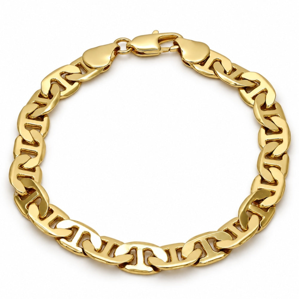 Gold Plated Basic Bracelet, Mariner Design, Polished, Golden Finish