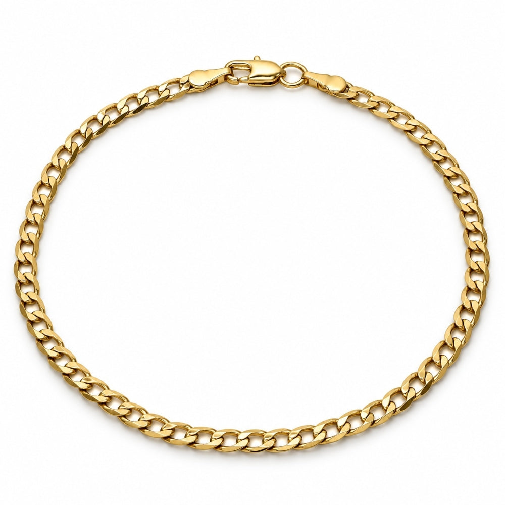 Gold Plated Basic Bracelet, Curb Design, Polished, Golden Finish