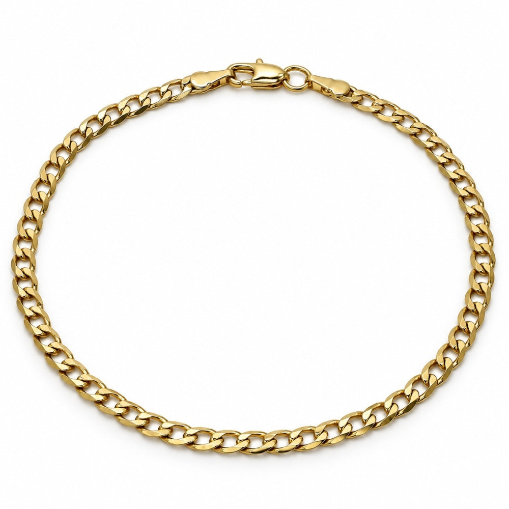 Gold Plated Basic Bracelet, Curb Design, Polished, Golden Finish