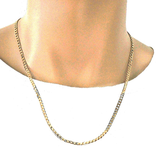 Gold Tone Basic Necklace, Curb Design, Polished, Golden Finish
