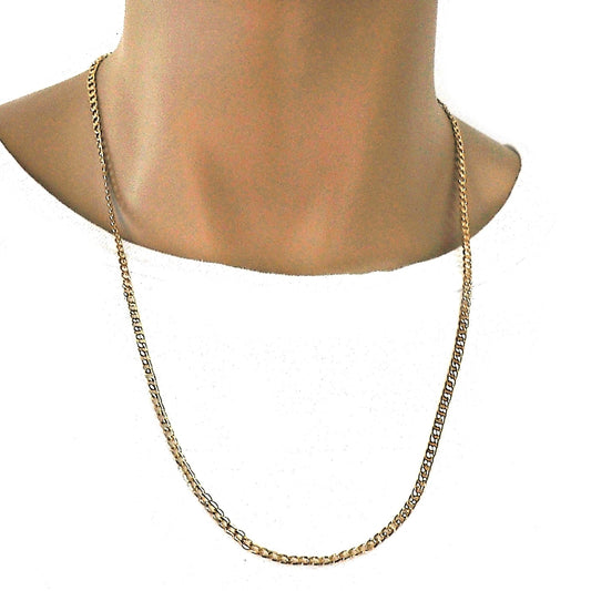 Gold Tone Basic Necklace, Curb Design, Polished, Golden Finish