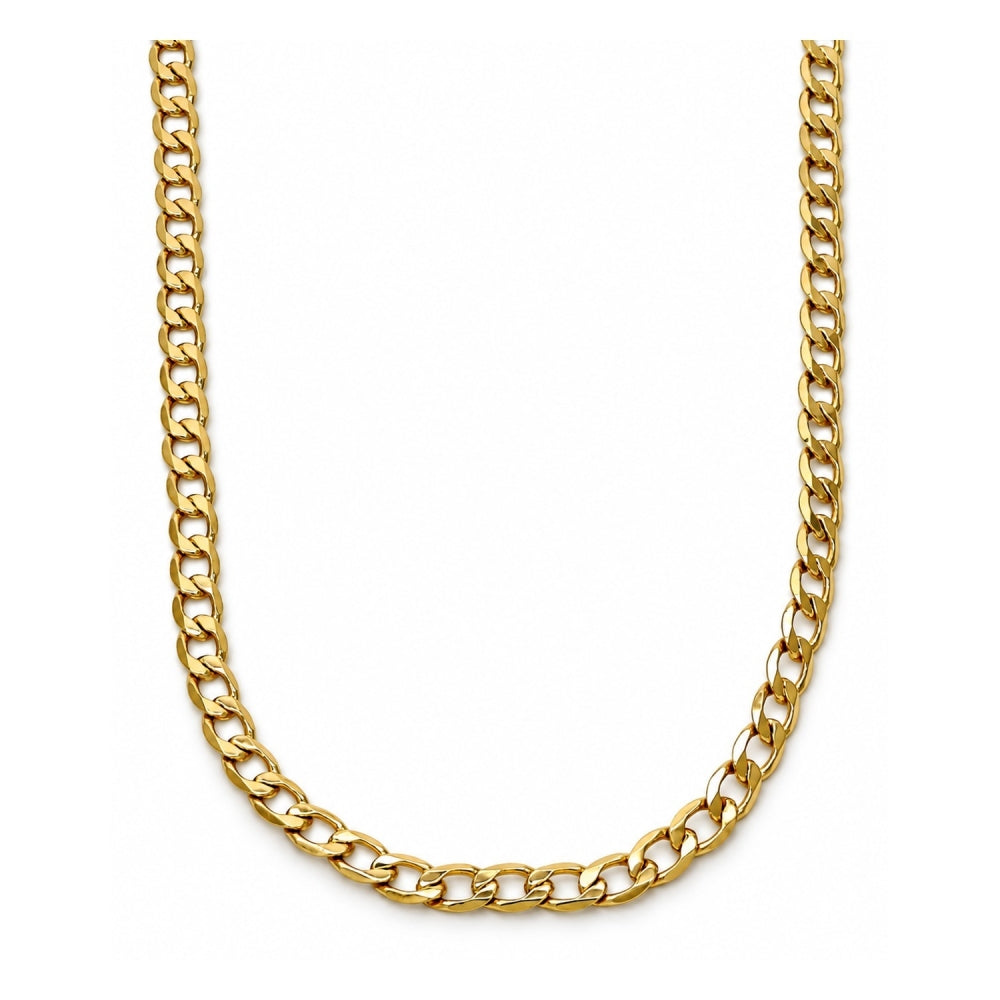 Gold Tone Basic Necklace, Curb Design, Polished, Golden Finish