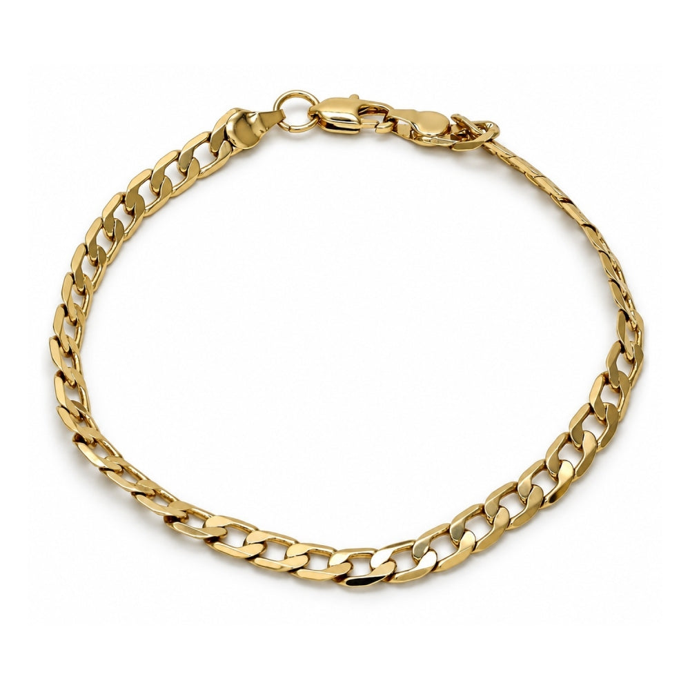 Gold Plated Basic Bracelet, Curb Design, Polished, Golden Finish