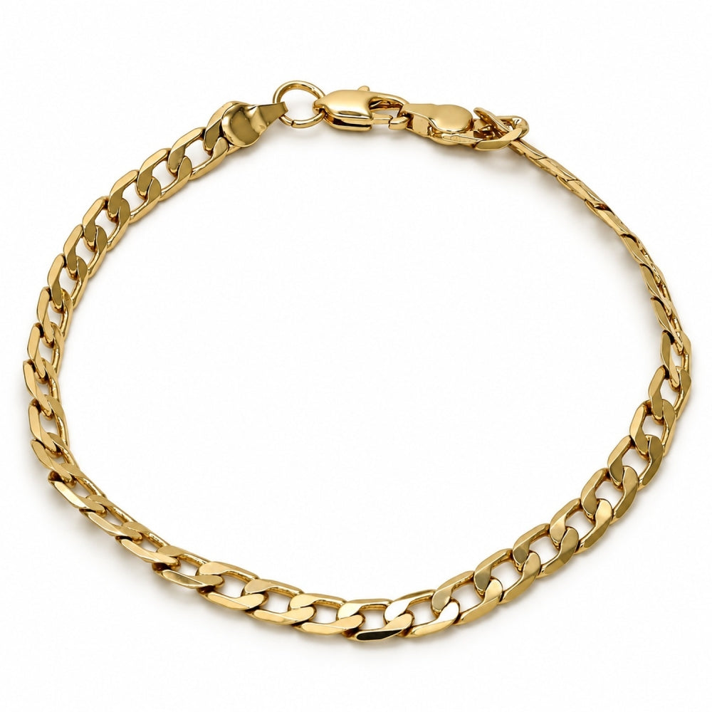 Gold Plated Basic Bracelet, Curb Design, Polished, Golden Finish