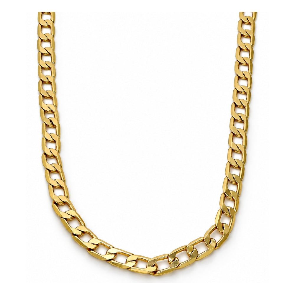 Gold Tone Basic Necklace, Curb Design, Polished, Golden Finish