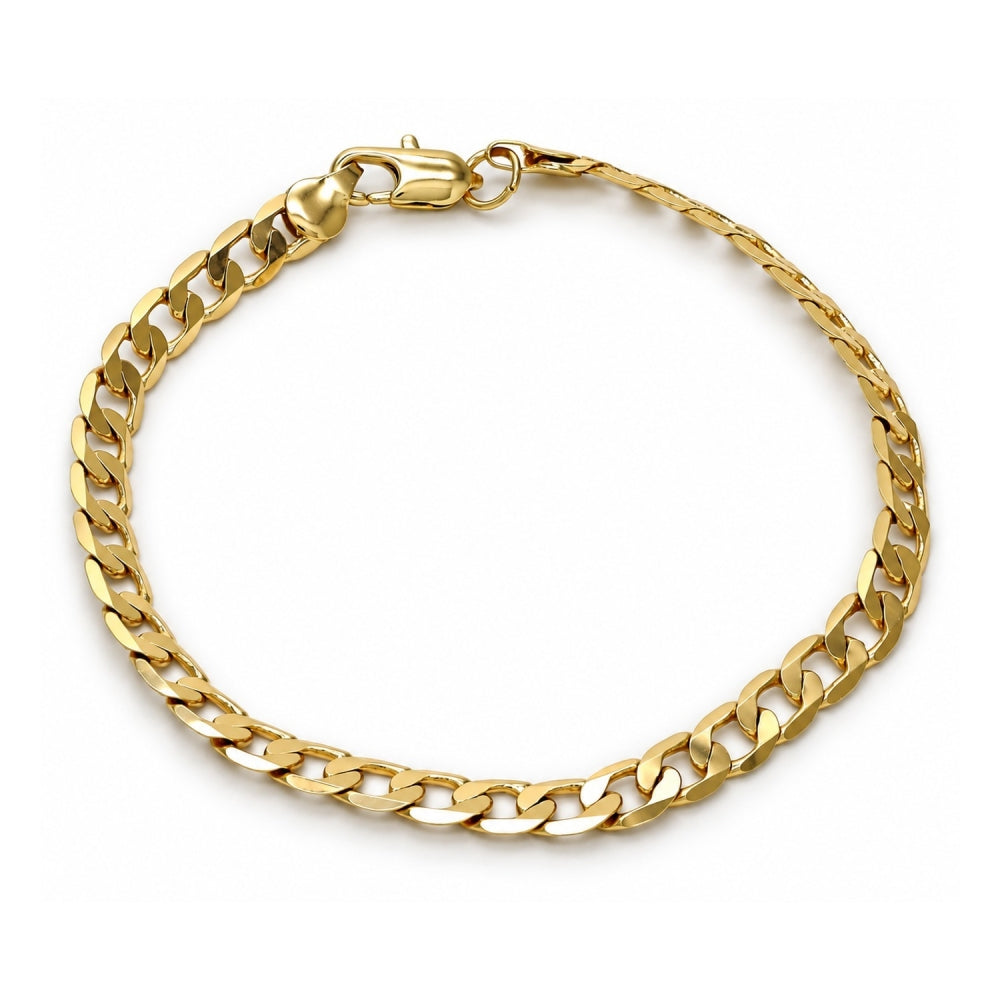 Gold Plated Basic Bracelet, Curb Design, Polished, Golden Finish