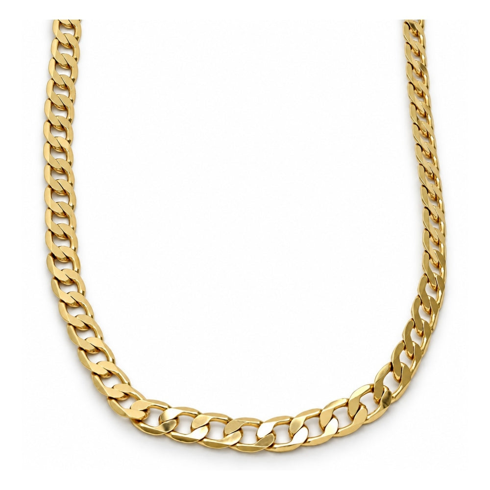 Gold Tone Basic Necklace, Curb Design, Polished, Golden Finish
