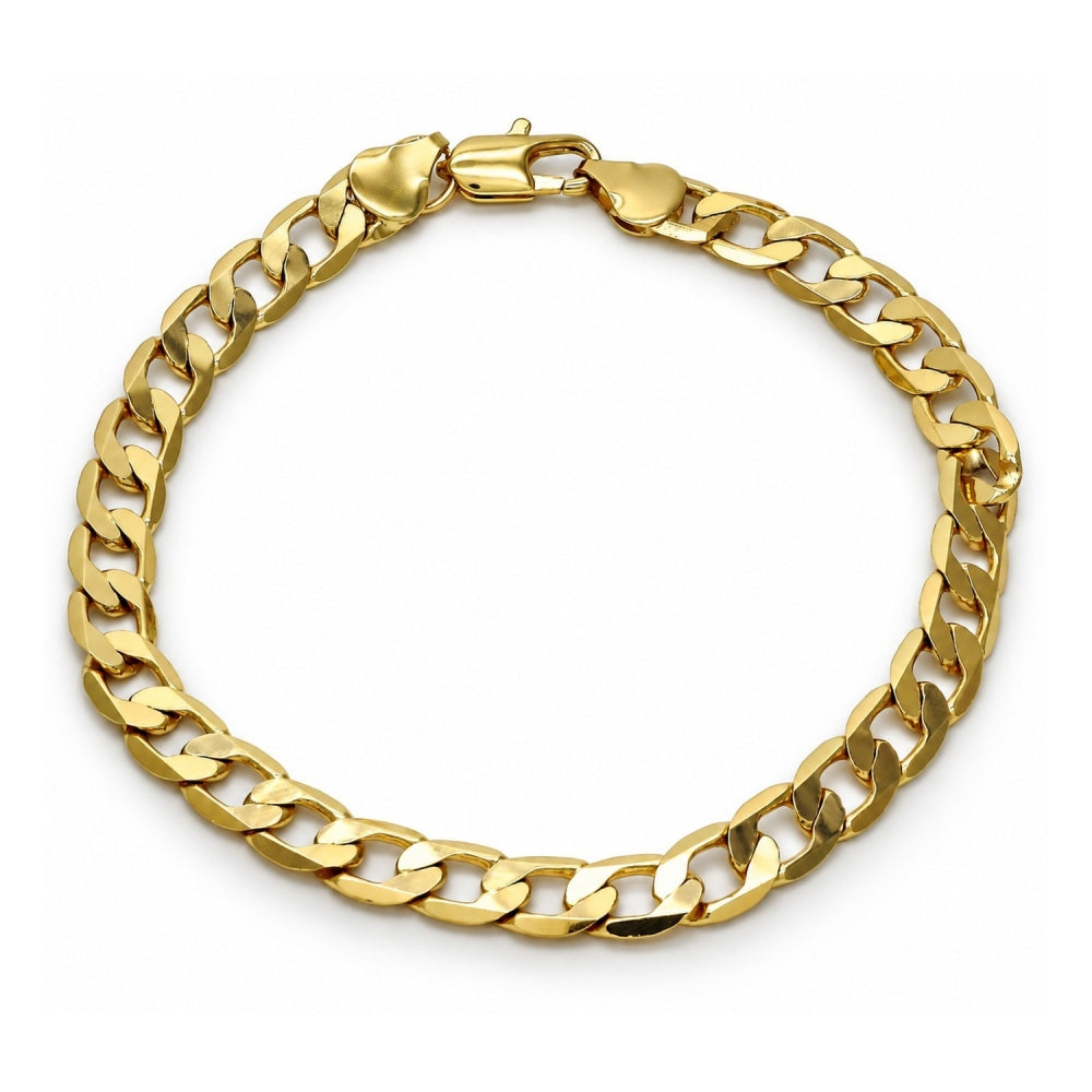Gold Plated Basic Bracelet, Curb Design, Polished, Golden Finish