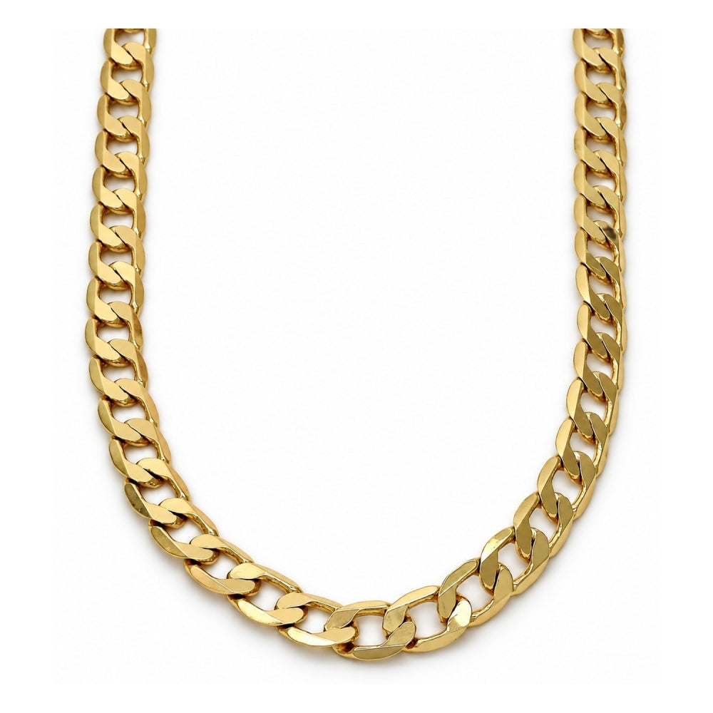 Gold Tone Basic Necklace, Curb Design, Polished, Golden Finish