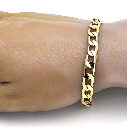 Gold Tone Basic Bracelet, Curb Design, Polished, Golden Finish