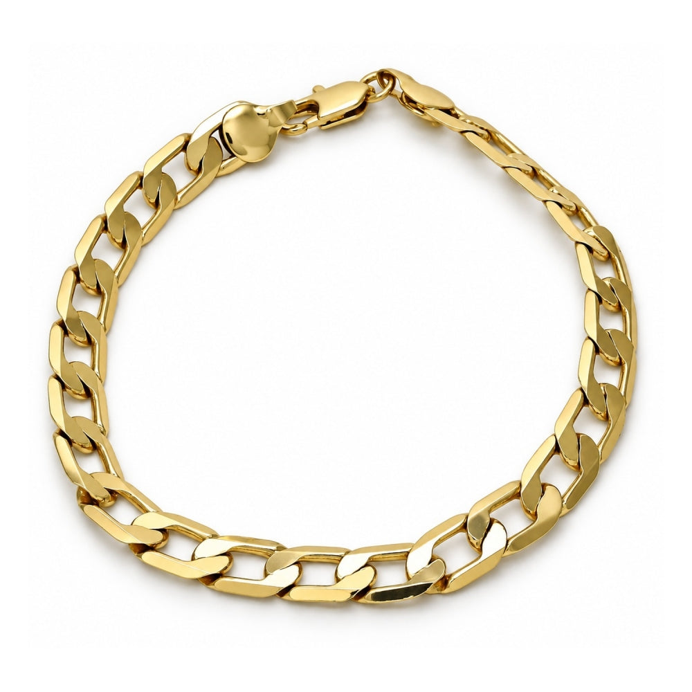 Gold Plated Basic Bracelet, Curb Design, Polished, Golden Finish