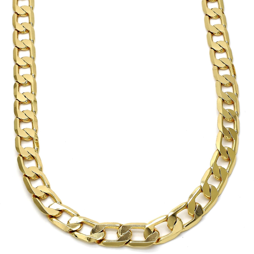 Gold Tone Basic Necklace, Curb Design, Polished, Golden Finish