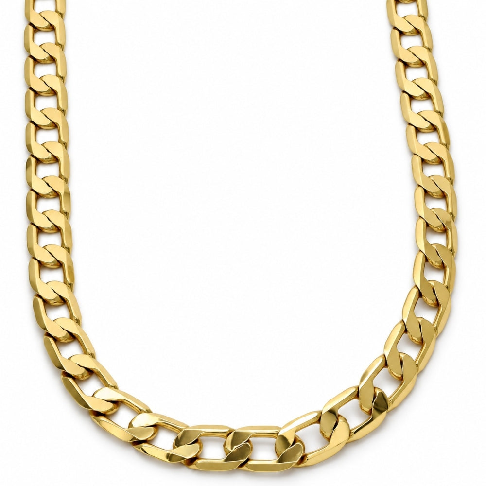 Gold Tone Basic Necklace, Curb Design, Polished, Golden Finish