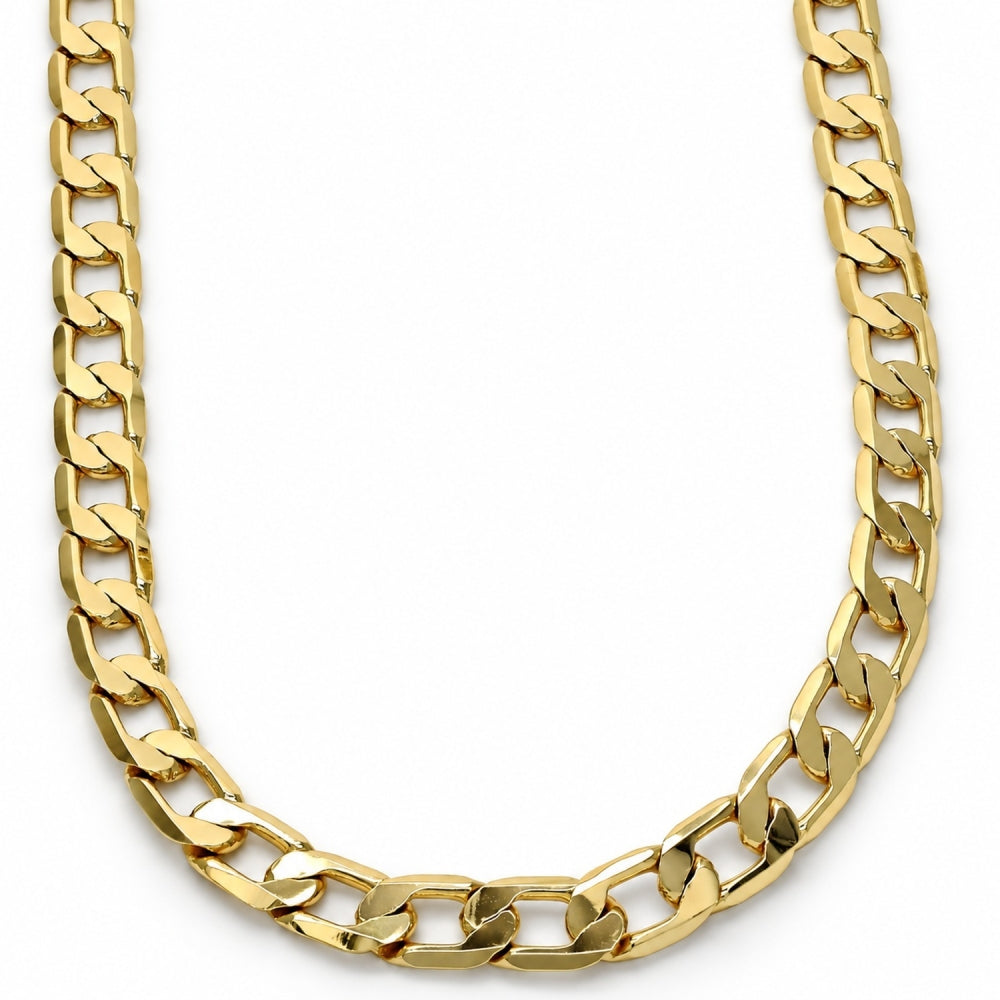 Gold Tone Basic Necklace, Curb Design, Polished, Golden Finish