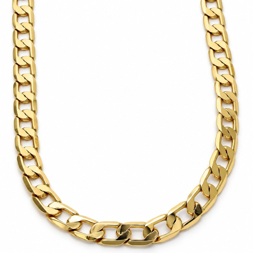 Gold Tone Basic Necklace, Curb Design, Polished, Golden Finish