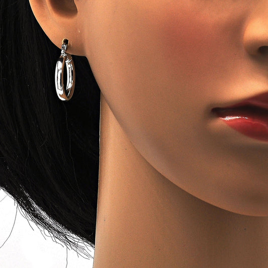 Rhodium Gold Filled Small Hoop, Hollow Design, Polished, Rhodium Finish