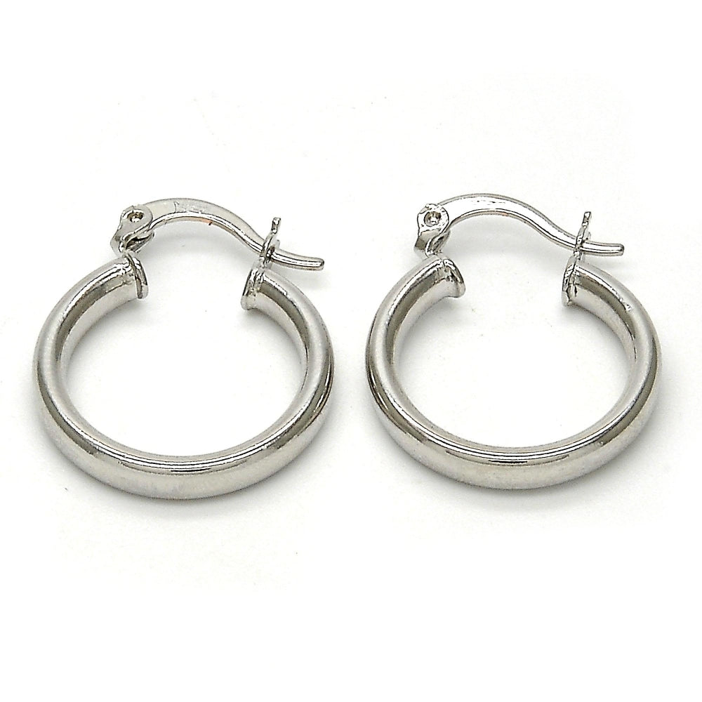 Rhodium Gold Filled Small Hoop, Hollow Design, Polished, Rhodium Finish
