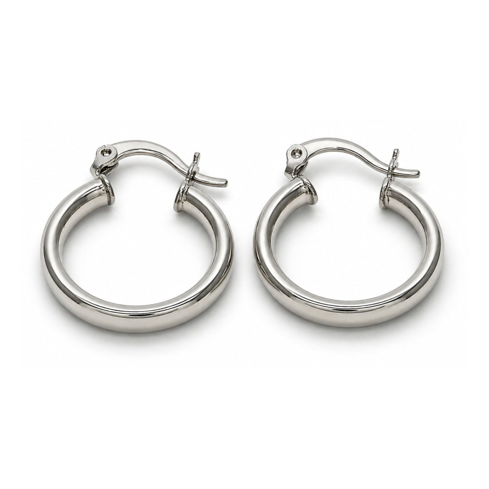 Rhodium Gold Filled Small Hoop, Hollow Design, Polished, Rhodium Finish