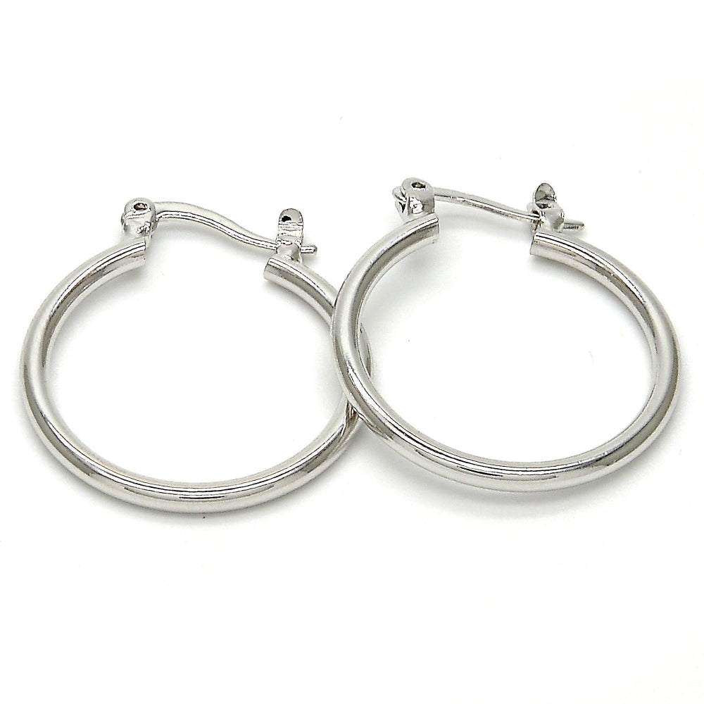 Rhodium Gold Filled Small Hoop, Polished, Rhodium Finish