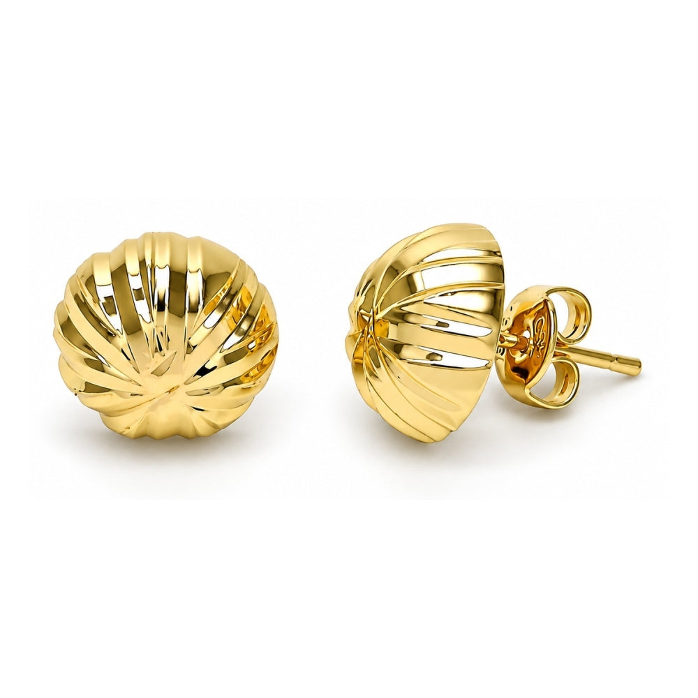 Oro Laminado Stud Earring, Gold Filled Style Diamond Cutting Finish, Golden Finish