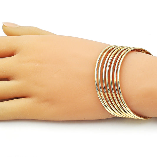 Oro Laminado Semanario Bangle, Gold Filled Style Polished, Golden Finish