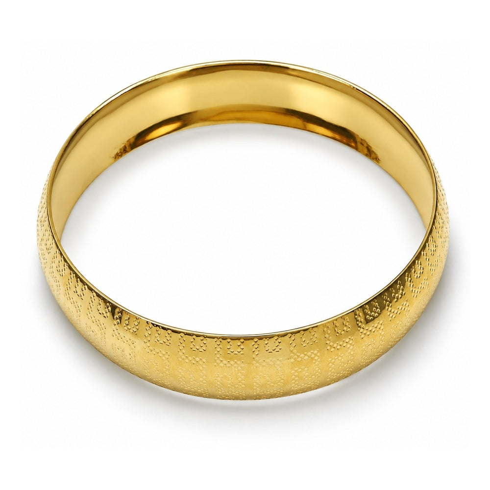 Oro Laminado Individual Bangle, Gold Filled Style Diamond Cutting Finish, Golden Finish
