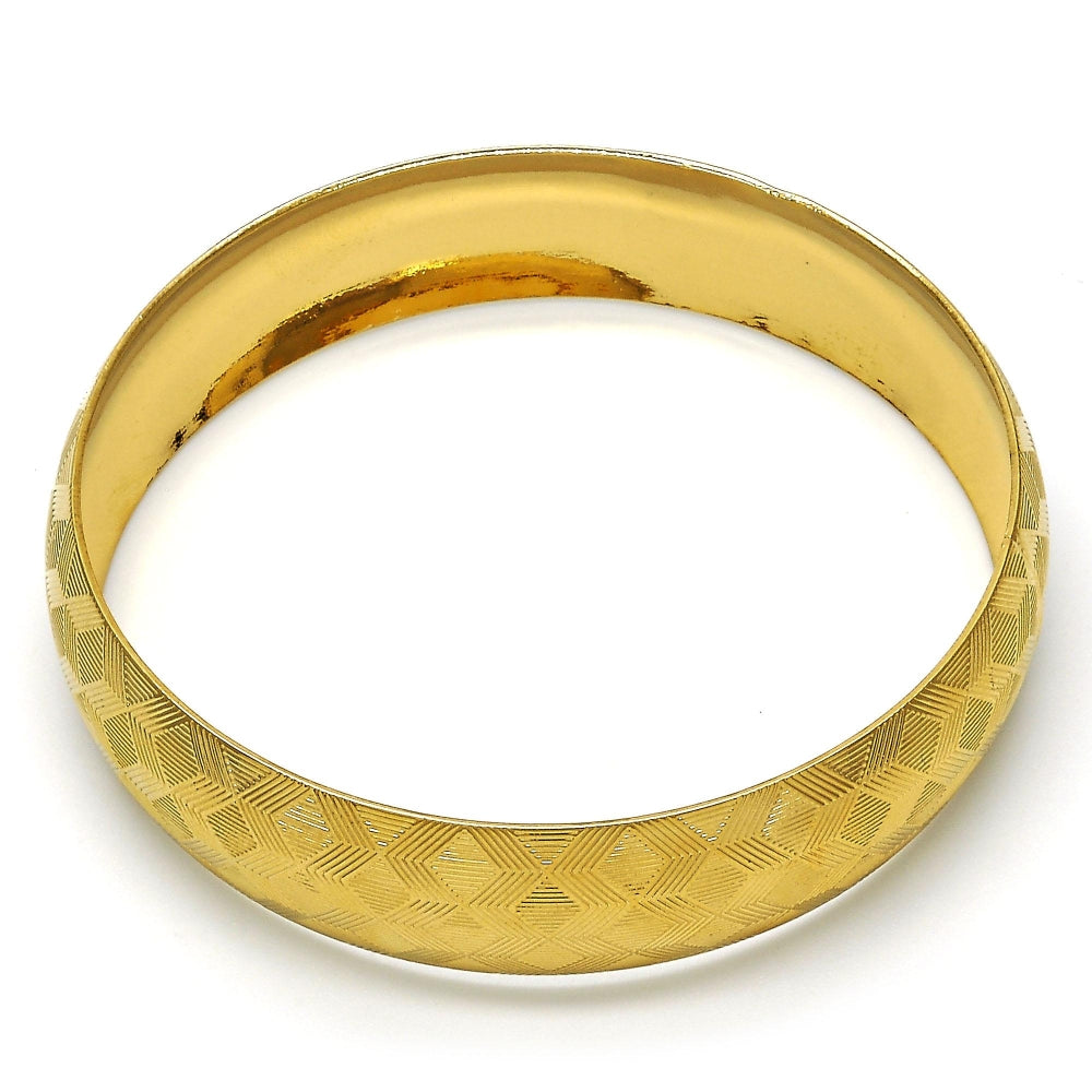 Oro Laminado Individual Bangle, Gold Filled Style Diamond Cutting Finish, Golden Finish