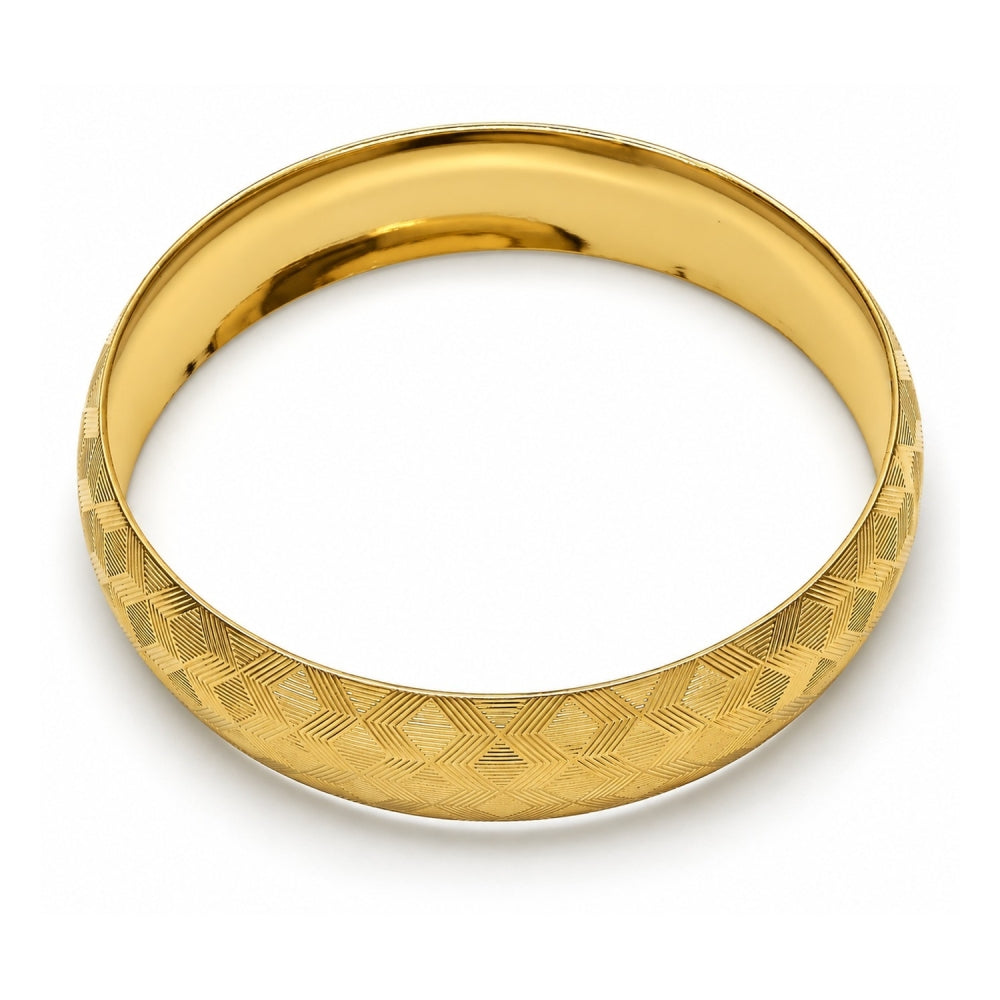 Oro Laminado Individual Bangle, Gold Filled Style Diamond Cutting Finish, Golden Finish