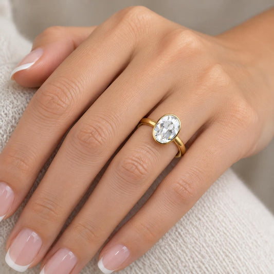 Oro Laminado Multi Stone Ring, Gold Filled Style with Crystal Swarovski Crystals, Polished, Golden Finish